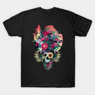 Floral Skull Vivid V T-Shirt